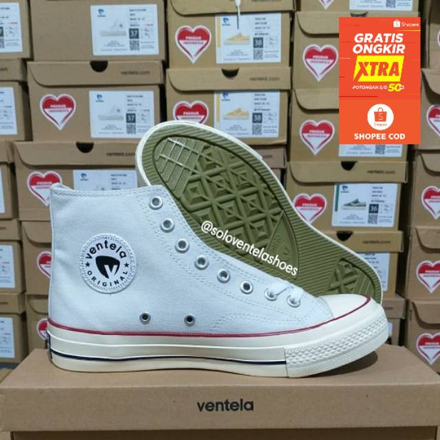 100% ORIGINAL SEPATU VENTELA 70S WHITE GREY CREAM BLACKNATURAL YELLOW NAVY ALLBLACK MAROON RED HIGH