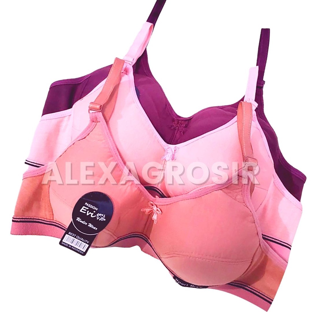 PAKET 6 PCS BH SPORT EVI - SPORT BRA TANPA KAWAT TANPA BUSA