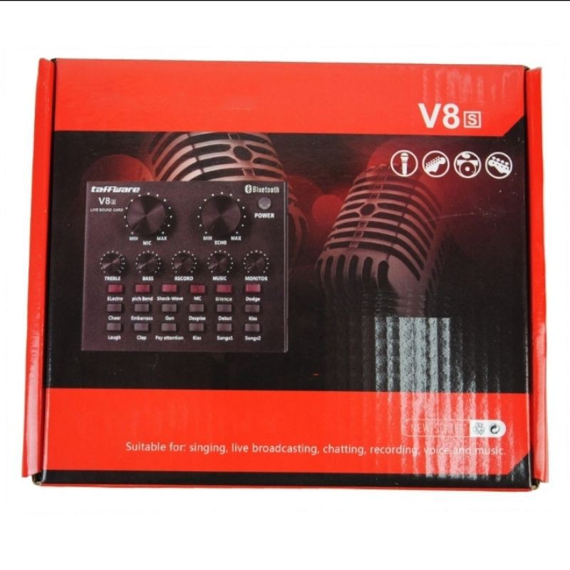 Soundcard Taffstudio V8s Bluetooth Audio USB External Soundcard Live Broadcasting-1