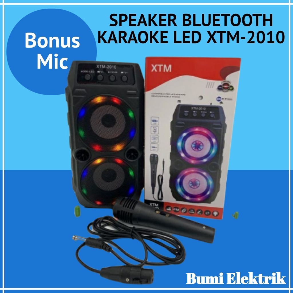 SPEAKER BLUETOOTH XTM 2010 SPEAKER KARAOKE BONUS MIC MUSIK SUPER BASS MEGA BASS MURAH