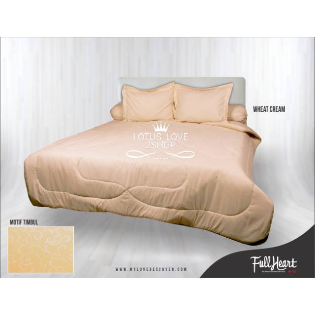 SPREI MY LOVE FULL HEART KING SIZE UK 180X200 TINGGI 30 CM WARNA WHEAT CREAM