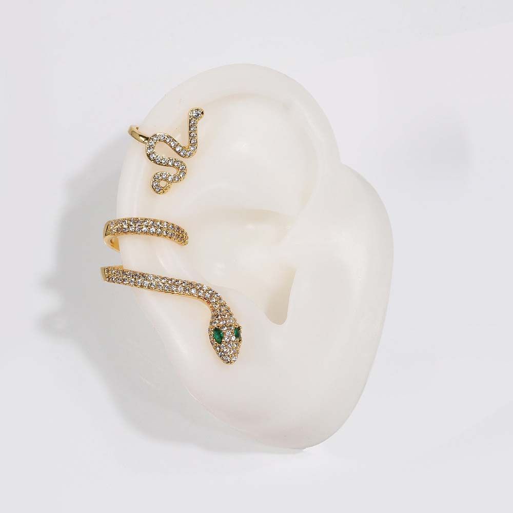 SKJK  Retro Women Stud Earrings Personality Fashion Jewelry Korean Style Ear Clip Punk Alloy Temperament Zircon Girls Snake-shaped Ear Bone Clip/Multicolor