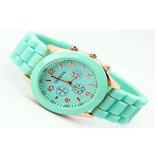 Jam Tangan Silicone Jelly Quartz Wrist Watch Silikon Jely Geneva Rubber Karet