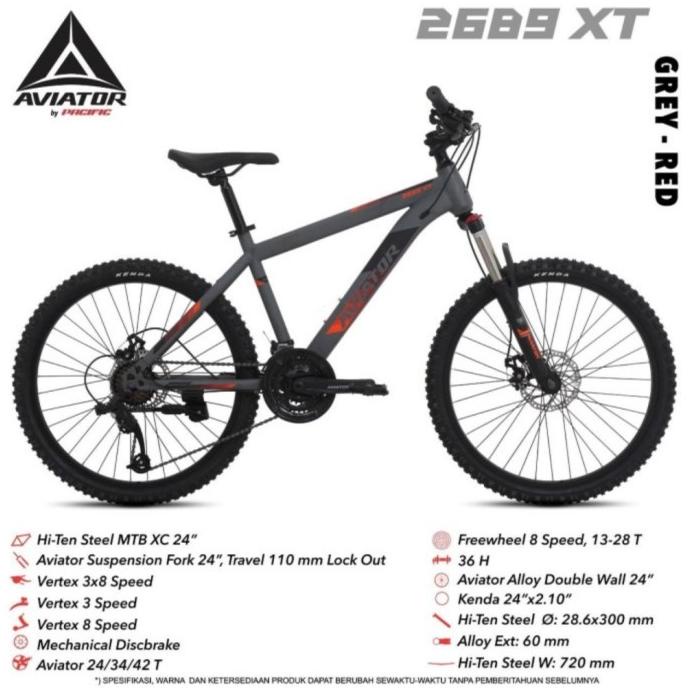 SEPEDA GUNUNG MTB AVIATOR 2689 XT 24 INCH FDGDF34545