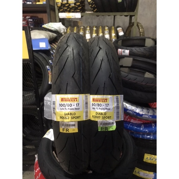 Pirelli Diablo Rosso Sport 90/80 - 17 dan 100/80 - 17 Bukan DRC, Fasti 2 Fasti pro, Ban satria