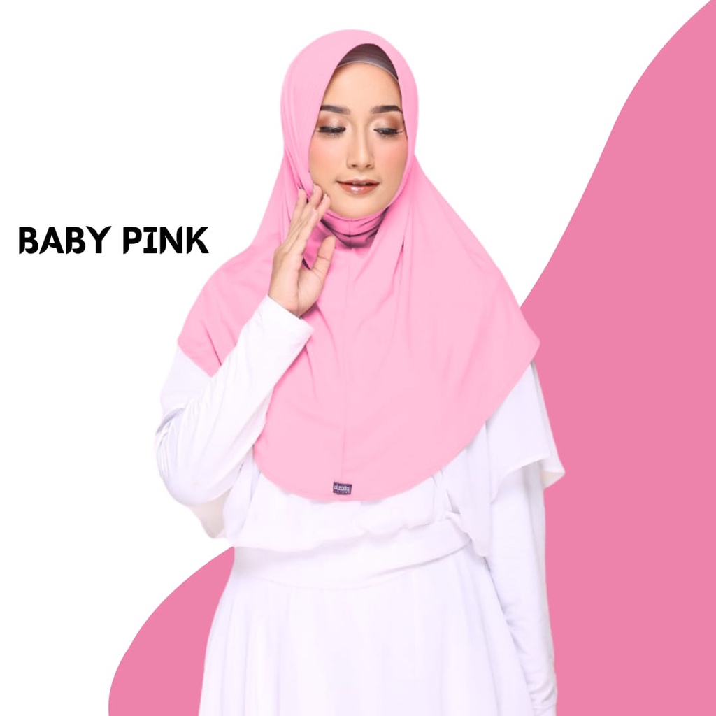 BERGO ELZATTA KERUDUNG HIJAB JILBAB KRUDUNG BERGO INSTAN  LANGSUNG POLOS PUTIH HITAMELZATA ZARIA CASUAL ELZATTA-baby pink -142