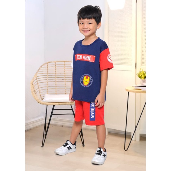 V&amp;Z kids- baju setelan anak laki laki/kaos anak Ironman/baju anak cowok/atasan anak/celana anak