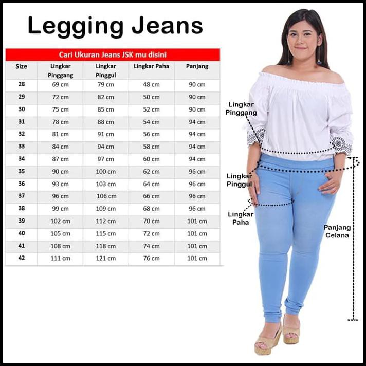 N9N4 Celana Legging Wanita Jeans Pinggang Karet 4 Warna - Biru Aqua, 28 G3Fo