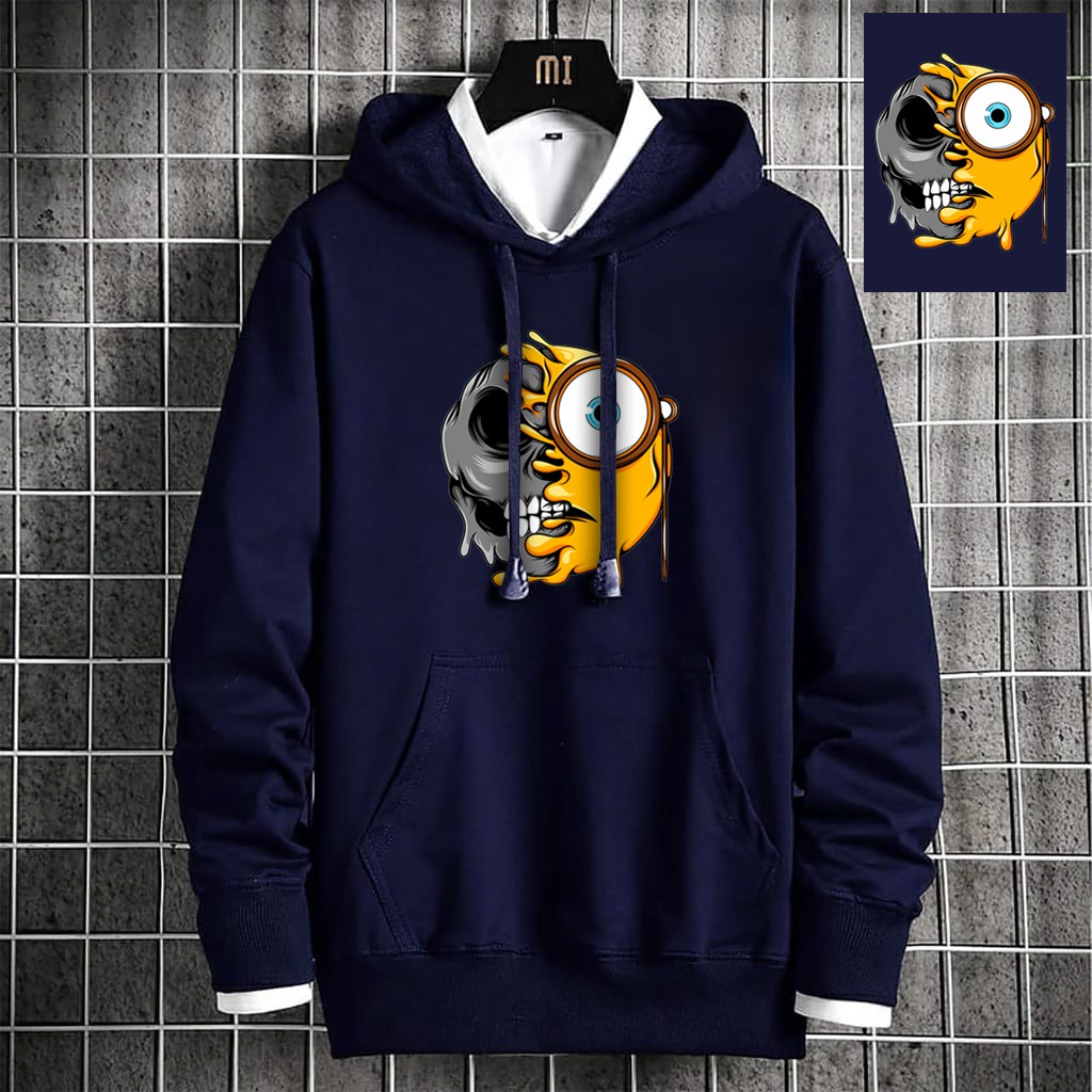 INDOSAN-SWEATER HOODIE SKULL SMILE-HOODIE DISTRO BAHAN FLEECE MOTIF GAMBAR DTF PRINTING-REAL PICT-BISA COD