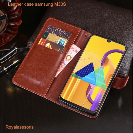 Casing Samsung M30S Flip Cover Wallet Leather Case