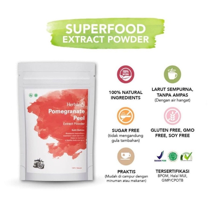 

TRADISIONALMINUMAN- HERBILOGY POMEGRANATE PEEL EXTRACT POWDER (KULIT DELIMA) 100G -MINUMAN-