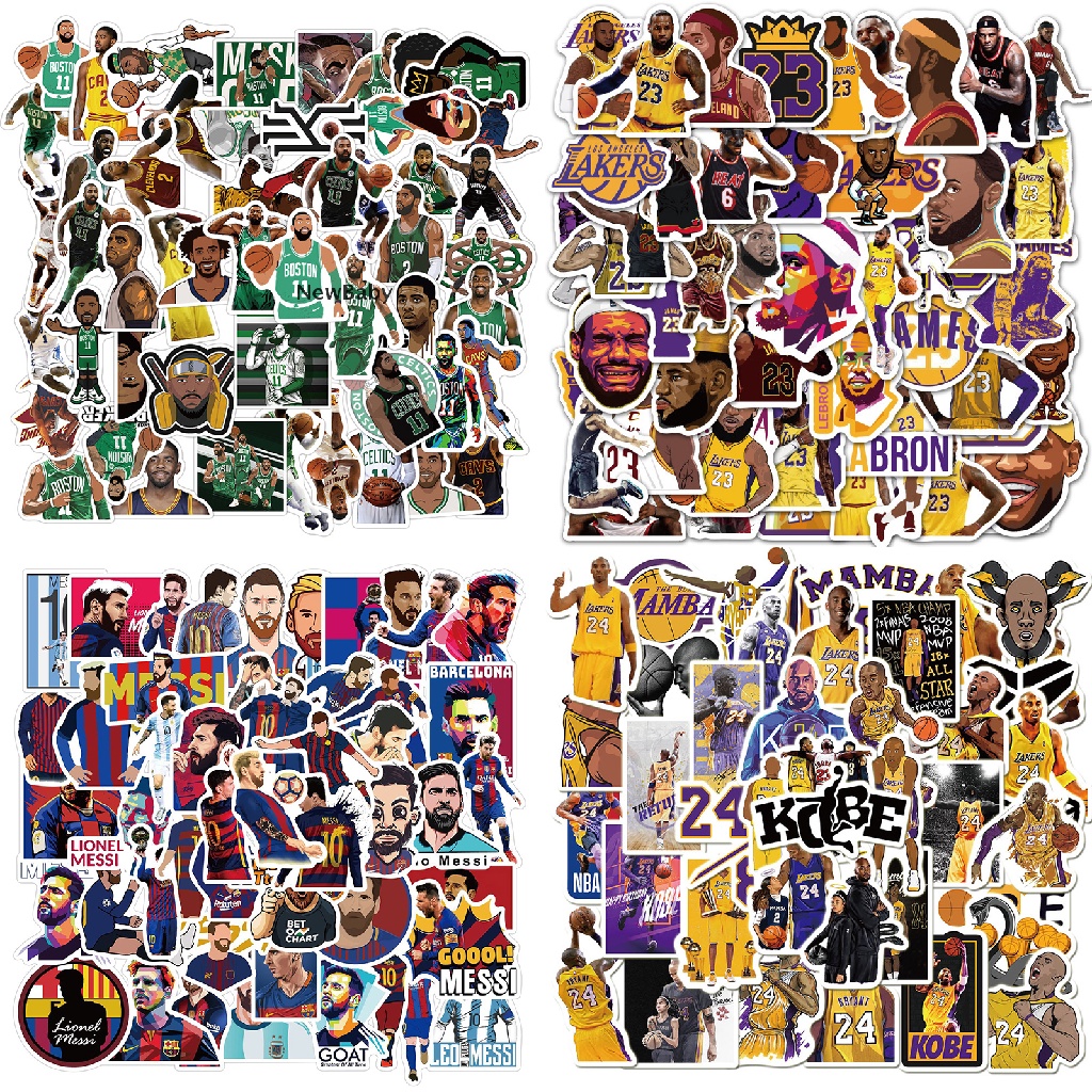 50pcs Stiker graffiti Bintang Messi / James / Kobe / Curry Bahan PVC