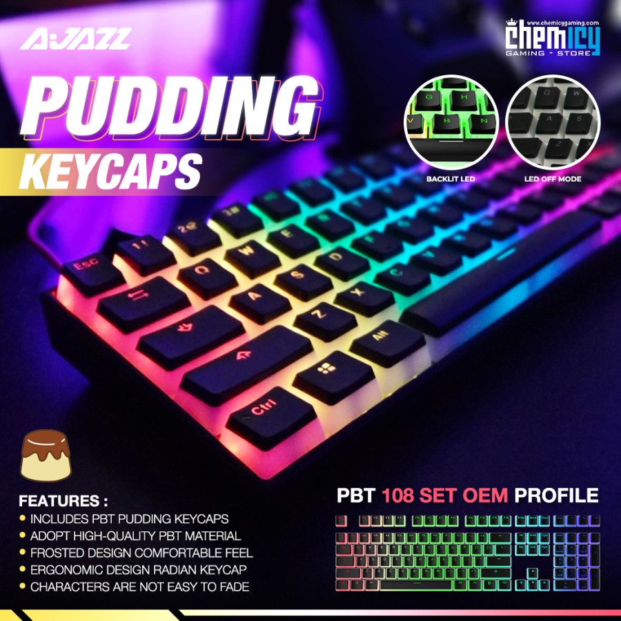 Ajazz Pudding PBT 108 Set Keycaps OEM Profile