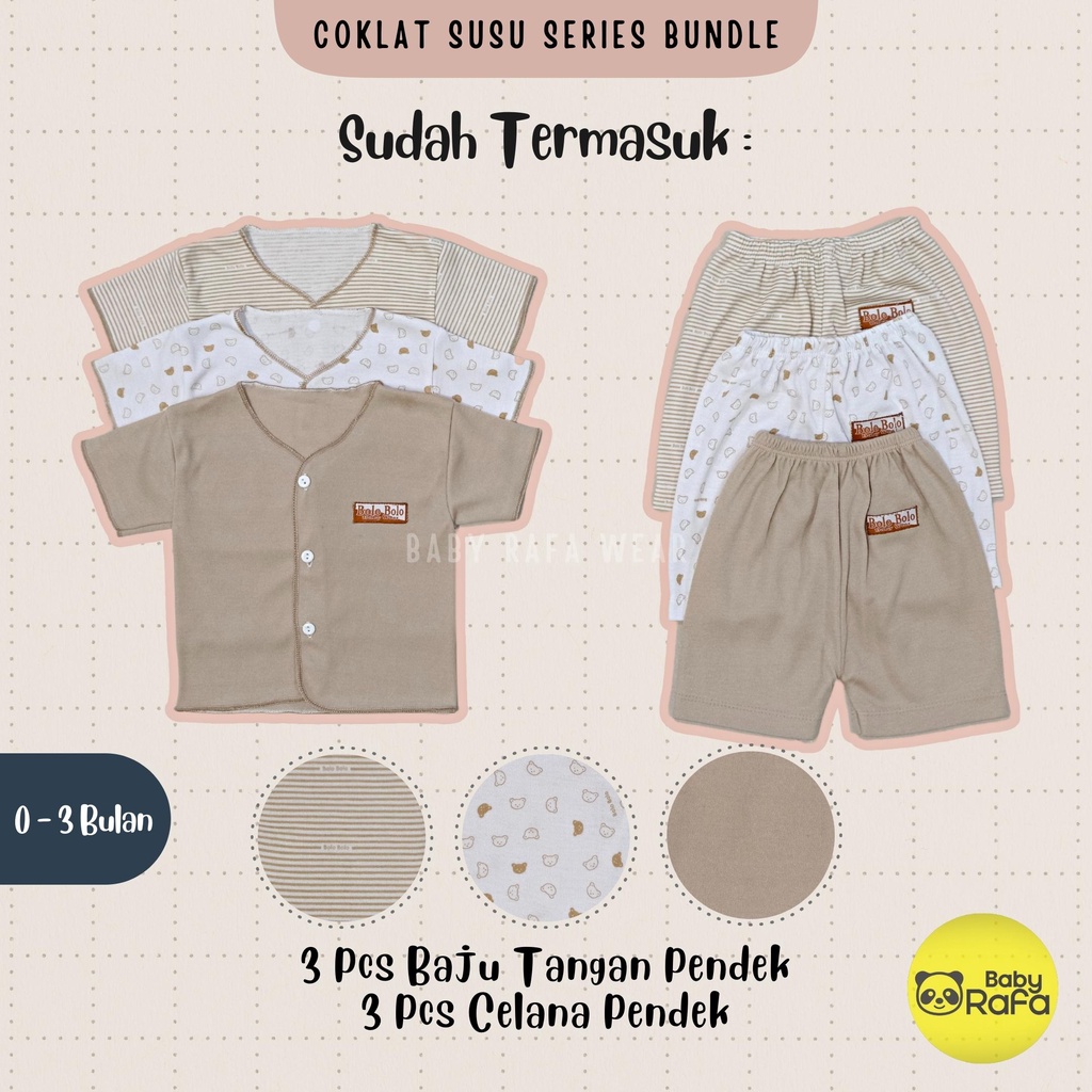 Serian Coklat Susu - 18 PCS Paket Lahiran Setelan Baju Bayi Celana Bayi Baru Lahir Gift Set Baby merk SNI Bolo - Bolo Serian Coklat Susu