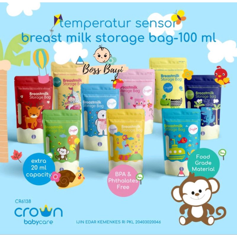 CROWN Baby Care - Kantong Asi 100ml extra 20ml / Breast Milk Storage Bag / Tempat Penyimpan Asi