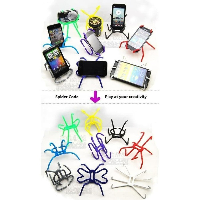 Holder HP Bentuk / Motif SPIDER / Flexible Stand For Smartphone Grosir