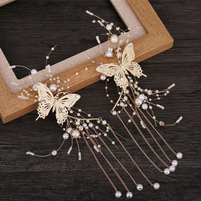 Beautiful Earpiece Gold Butterfly - Earcuff - Earclip - Hiasan Telinga - Aksesoris Pesta BMA83