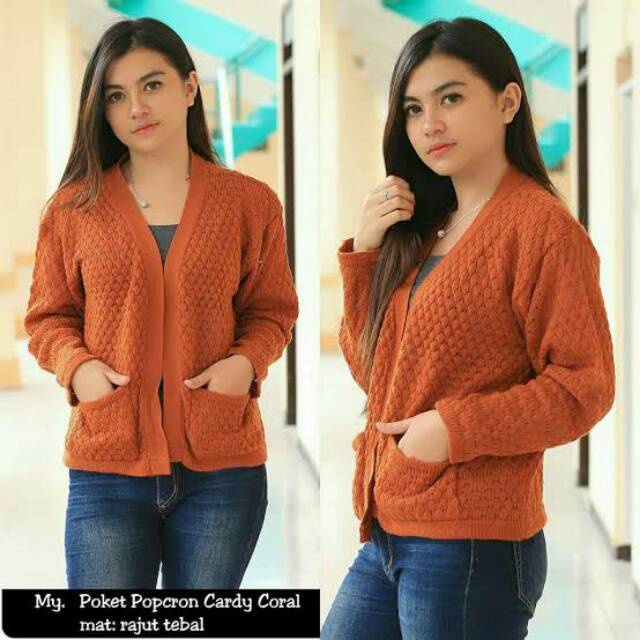 CARDIGAN RAJUT WANITA / POPCORN KNIT CARDY