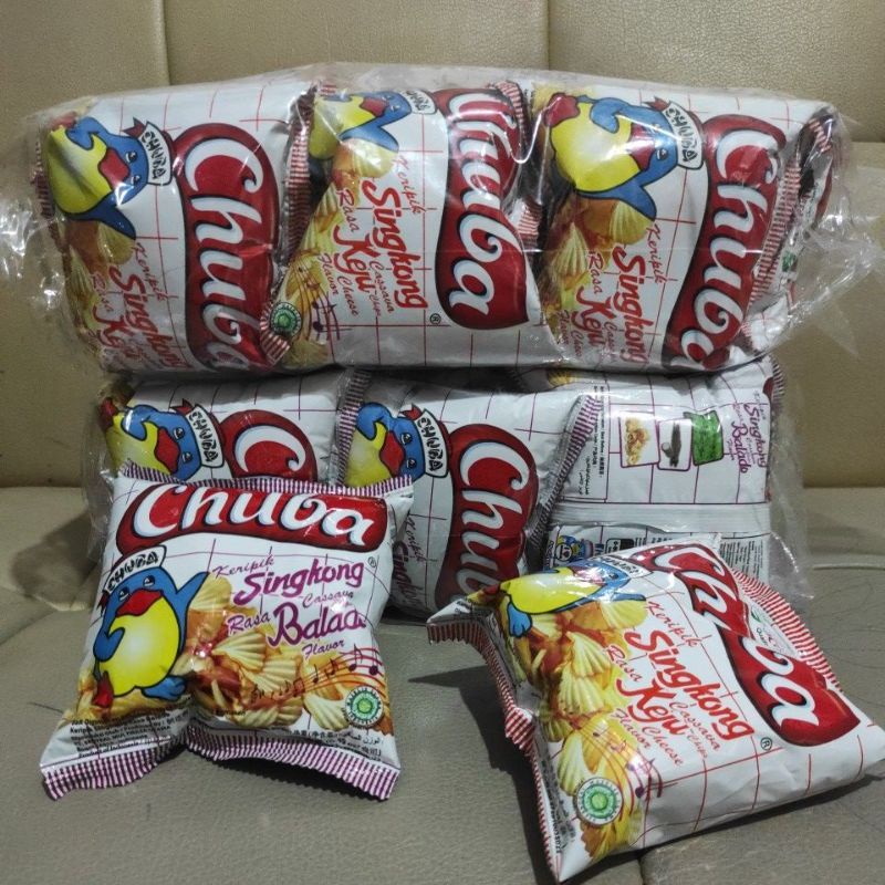 

CHUBA KERIPIK SINGKONG ( 1 PACK ISI 20 PCS) @14 gr chuba keju dam chuba balado