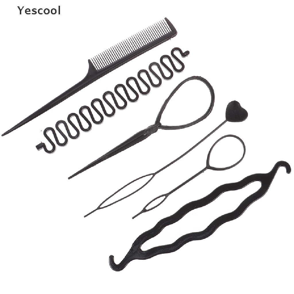 Yescool 6Pcs / Set Alat Bantu Kepang / Keriting Rambut Untuk Anak Perempuan