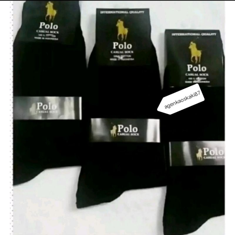 termurah / ( 3 pasang ) kaos kaki polo hitam polos pajang