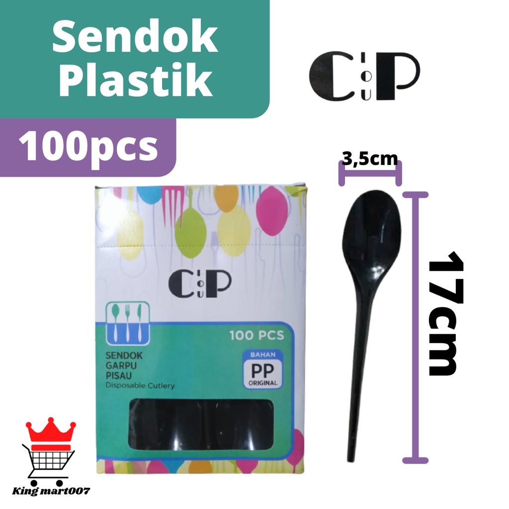 CiP Sendok Plastik Hitam isi 100pcs (Original 100%)