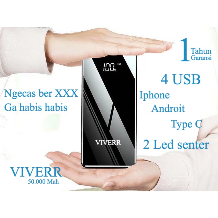 Powerbank VIVERR 50.000 Mah Kapasitas besar original garansi 1 Tahun