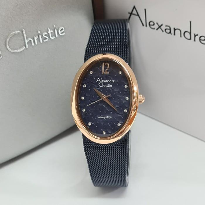 Jam Wanita Alexandre Christie AC2858 AC 2858 Rosegold Blue Cewek Original Terbaru