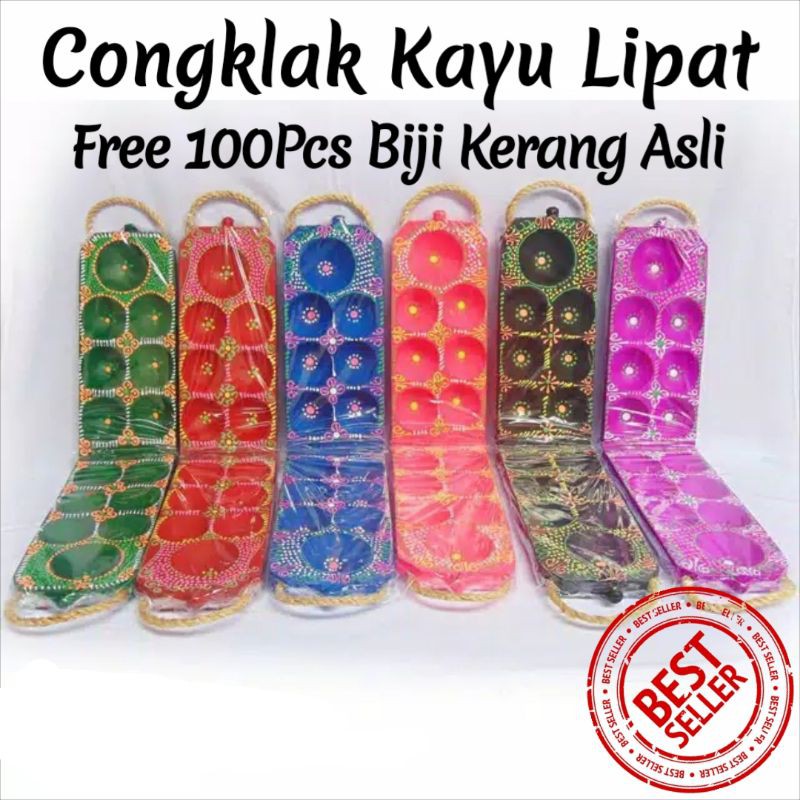 Congklak Kayu / Dakon Kayu Lipat Lukis / Congklak Kayu Lipat Free Biji Kerang Asli 100pcs