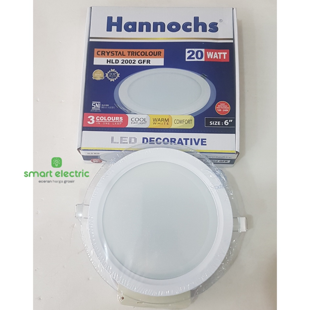 Hannochs Crystal 20 Watt HLD 2002 GFR Lampu Downlight LED Plafon Bulat