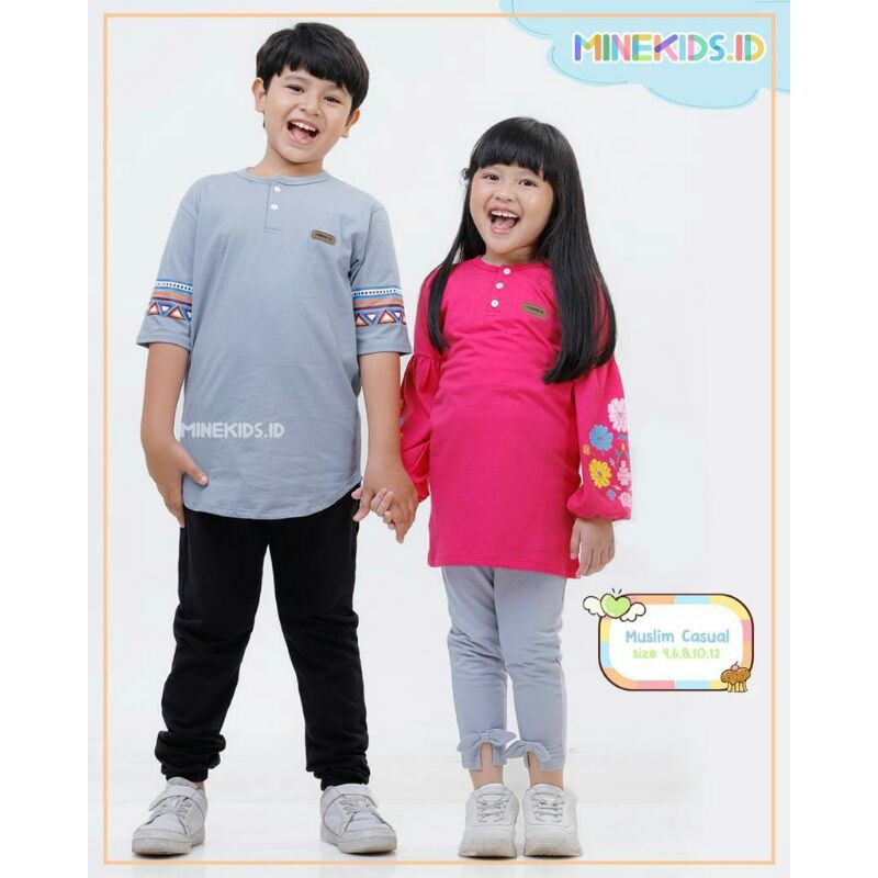 Setelan Muslim Anak Laki-laki dan Perempuan 4-12 T Muslim Casual By Minekids.id