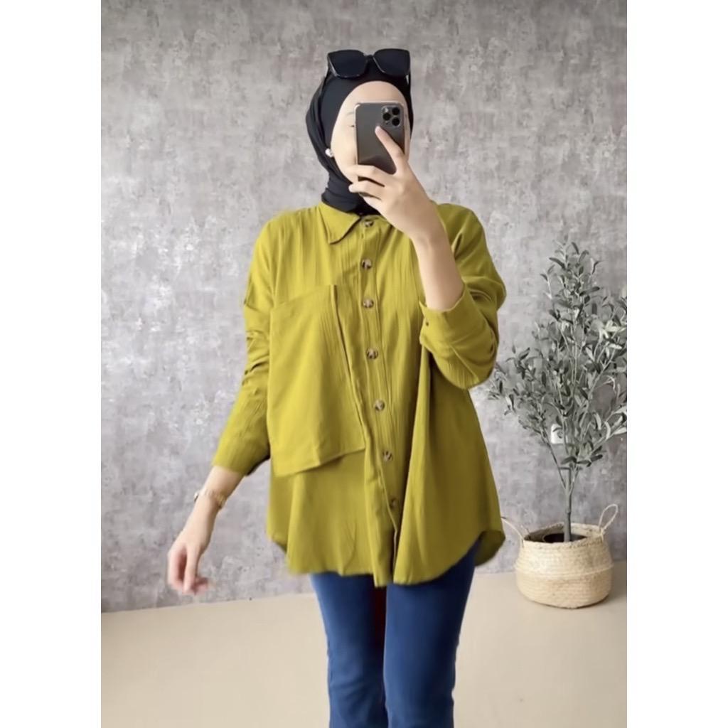 CLARA TOP CRINKLE AIRFLOW KEMEJA ATASAN WANITA BUSUI FRIENDLY FIT TO XL