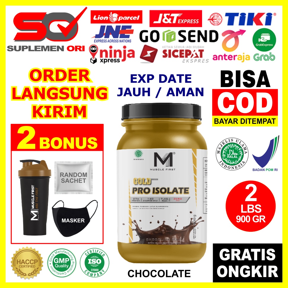 MuscleFirst M1 GOLD PRO ISOLATE 2Lbs 900Gram ASLI ORIGINAL HALAL BPOM Muscle First M1 PRO ISOLATE 2L