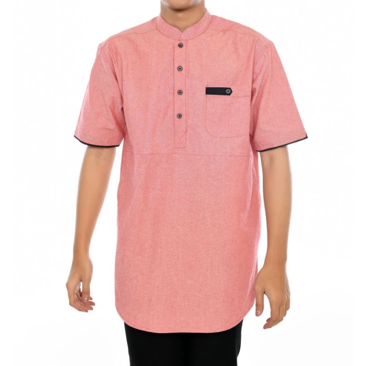 Baju Koko Kurta Dewasa Lengan Pendek Material Oxford Adem Lembut ParoList Maroon Ijo Botol Pink