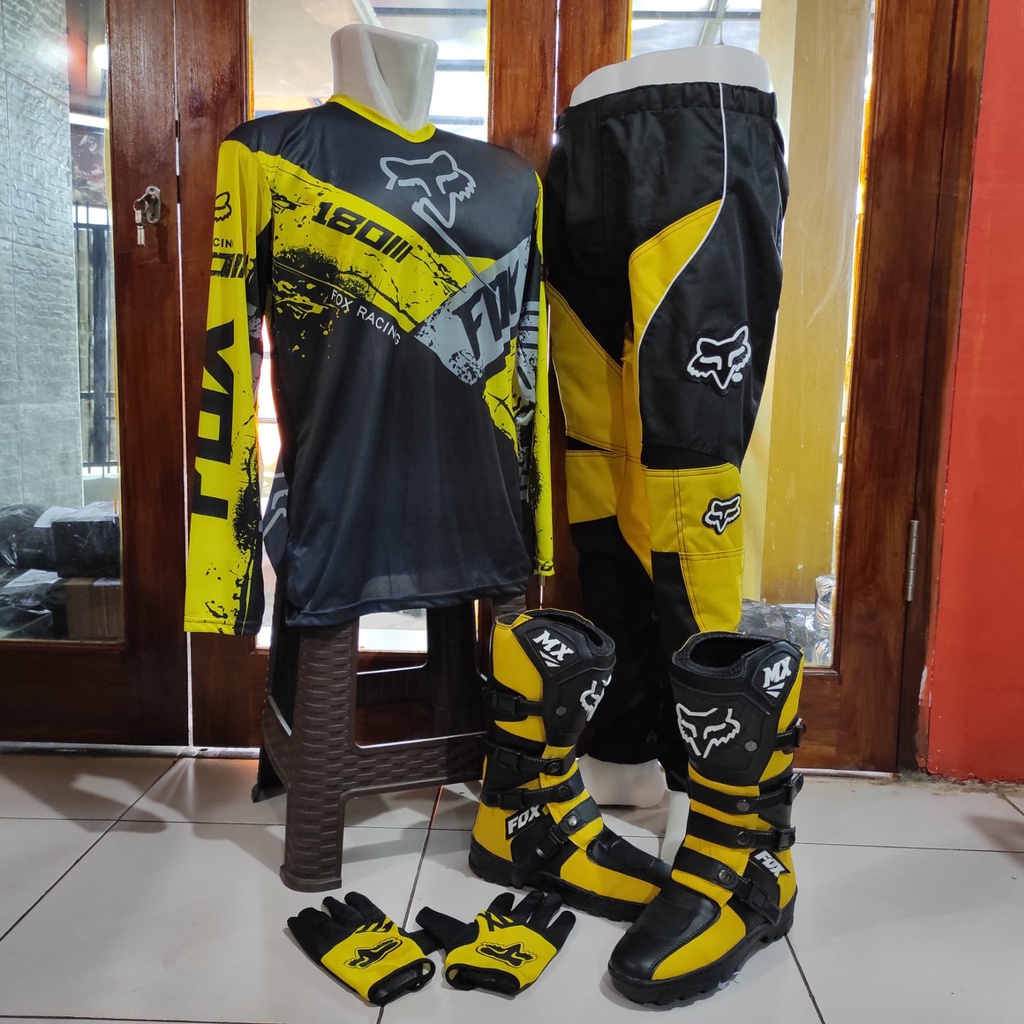 promo satu set sepatu cross trail jersey sett dan glove print terlaris setelan offroad motor cross t