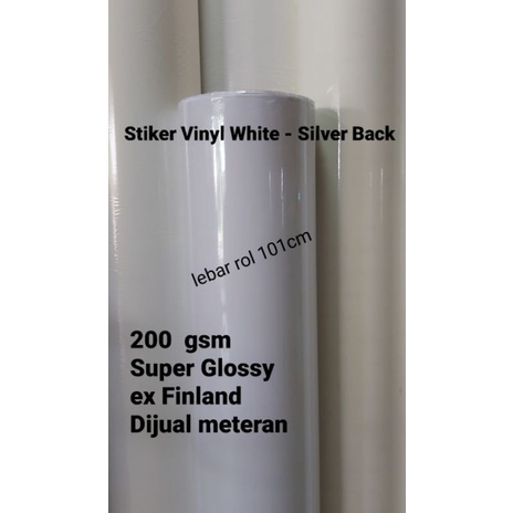 

Stiker Vinyl White Silver Back - Meteran