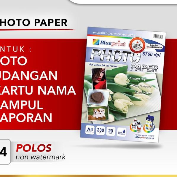 

Ω Kertas Foto Glossy / Glossy Photo Paper BLUEPRINT A4 230 gsm Polos ❀