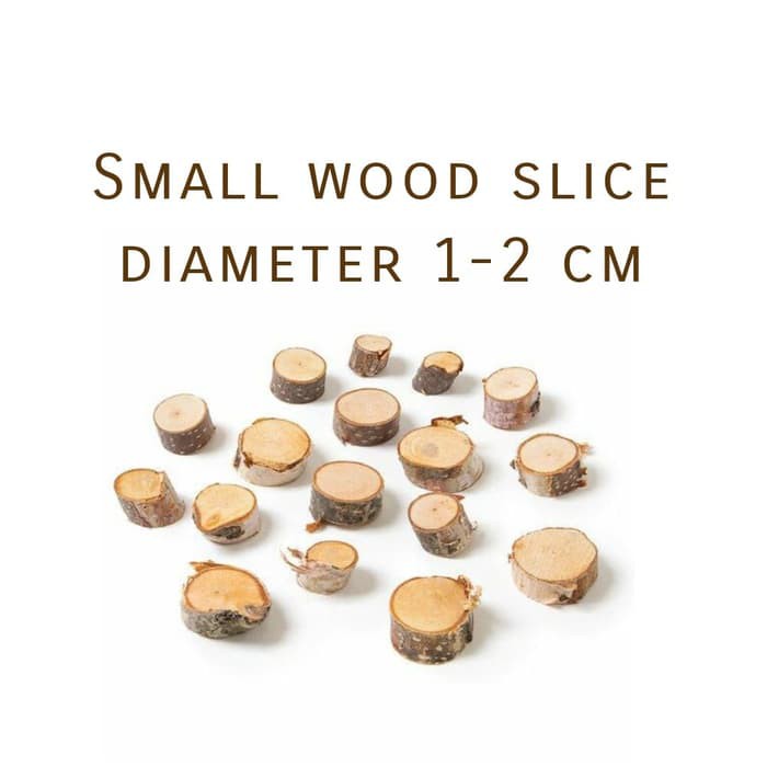 Small wood slices diameter 1-2 cm bahan dekorasi craft seni kayu