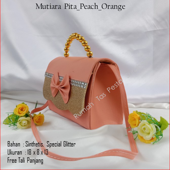 Tas Mewah,Tas Selempang,Tas Termurah,MTiara Pita_Peach_Orange