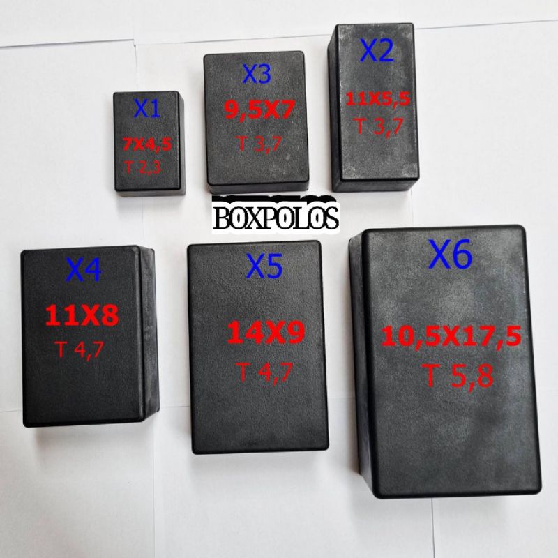 box x1 polos hitam ukuran 5x2,5x7,5 BOX PLASTIK HITAM POLOS