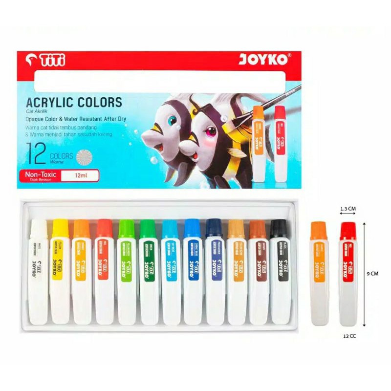 Cat Acrylic Joyko 12 Warna 12ml Non Toxic