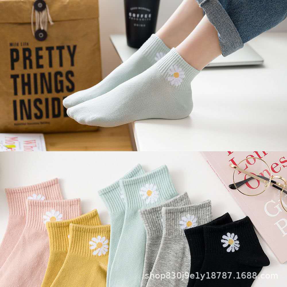 ☀ Sunly ☀ A056 Kaos Kaki Wanita Motif Bunga Kaoskaki Pendek Semata Kaki Fashion Korea Import