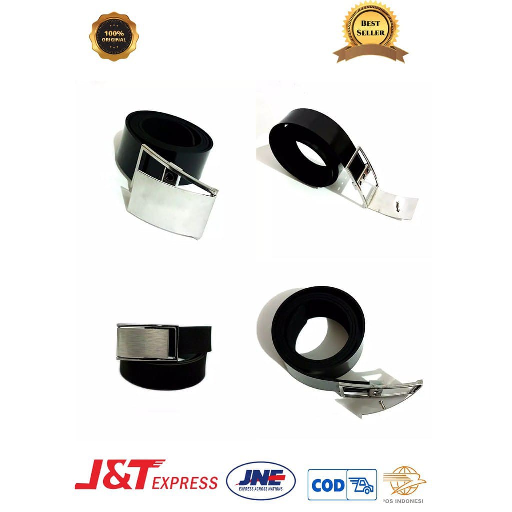 IKAT PINGGANG PRIA SILET HITAM POLOS STAINLEES BERKUALITAS BDT+FIBER JAVARINO