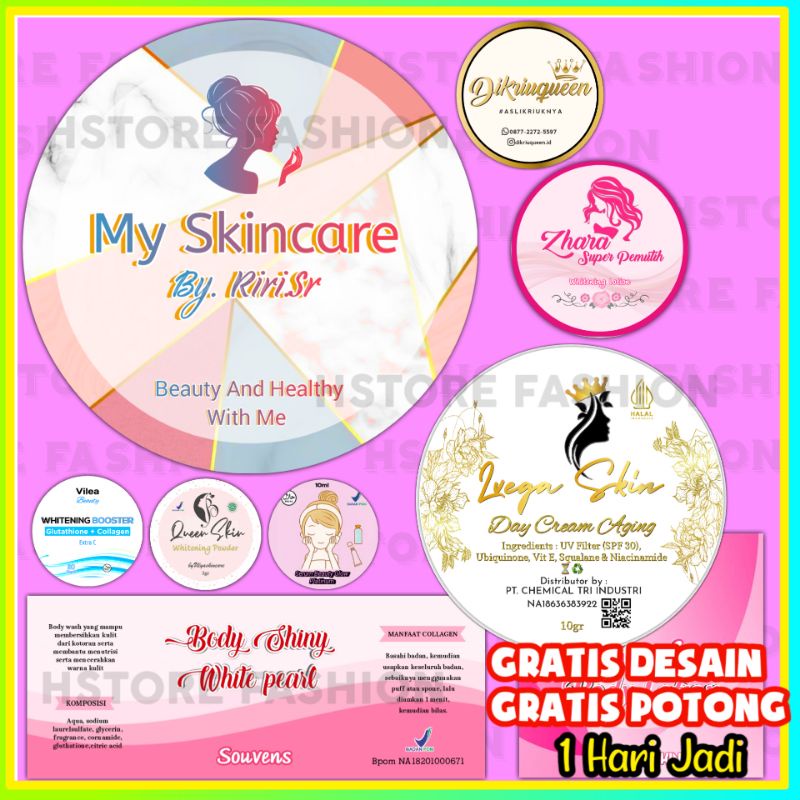 Cetak Stiker Label Kosmetik Home Made Glossy Anti Air Custom Gratis Desain