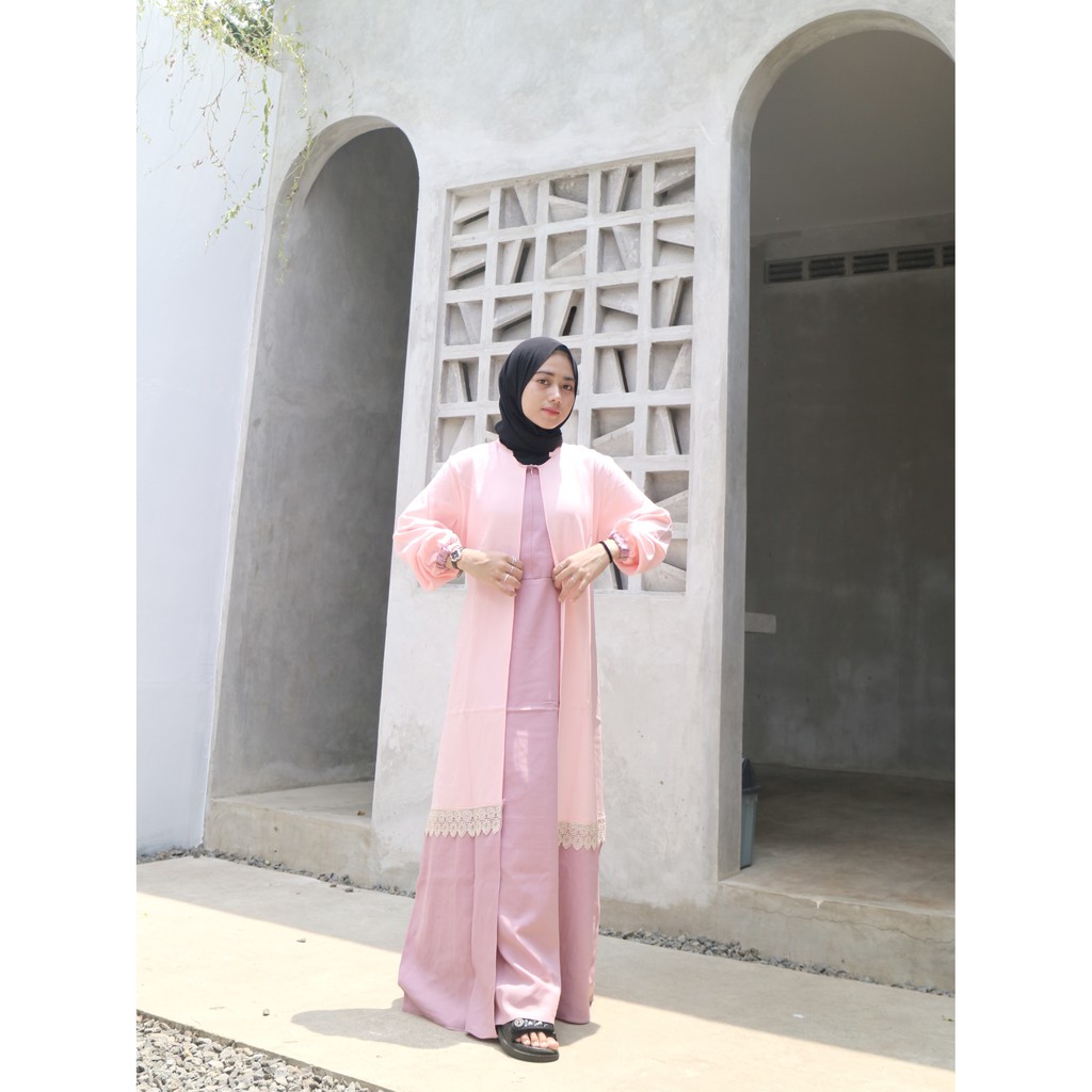 Gamis Cardigan Renda // Gamis model Cardigan // Gamis Grosir Tanah Abang