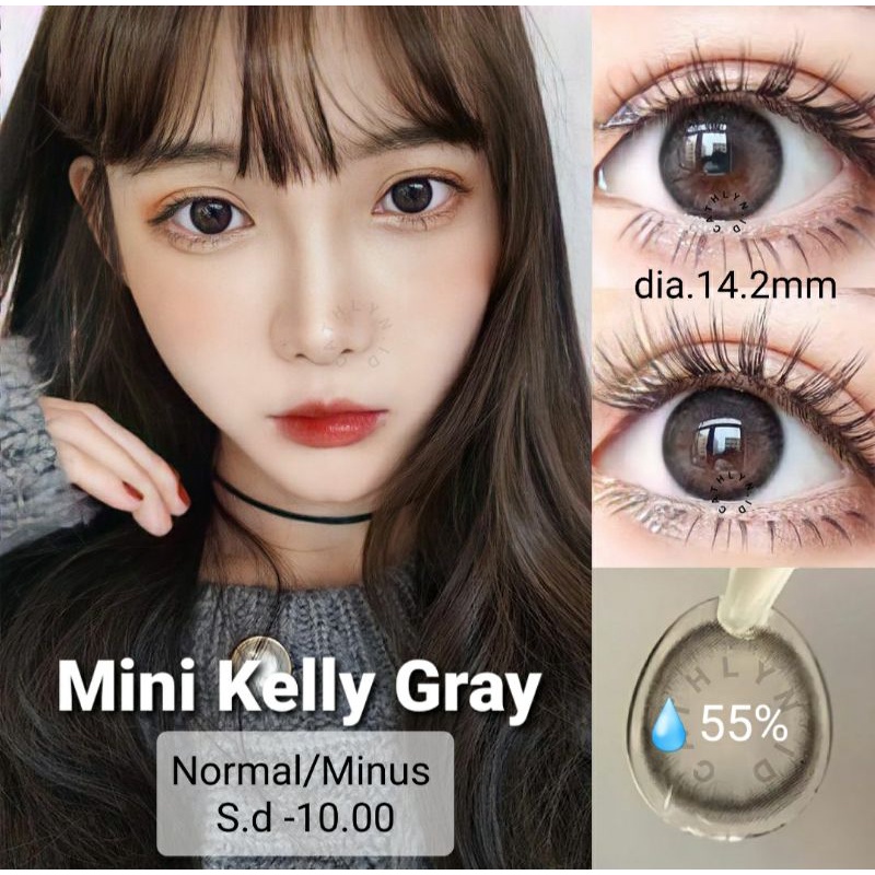 Softlens MINI KELLY GRAY Kitty kawaii Normal Minus s.d -10.00 softlen natural