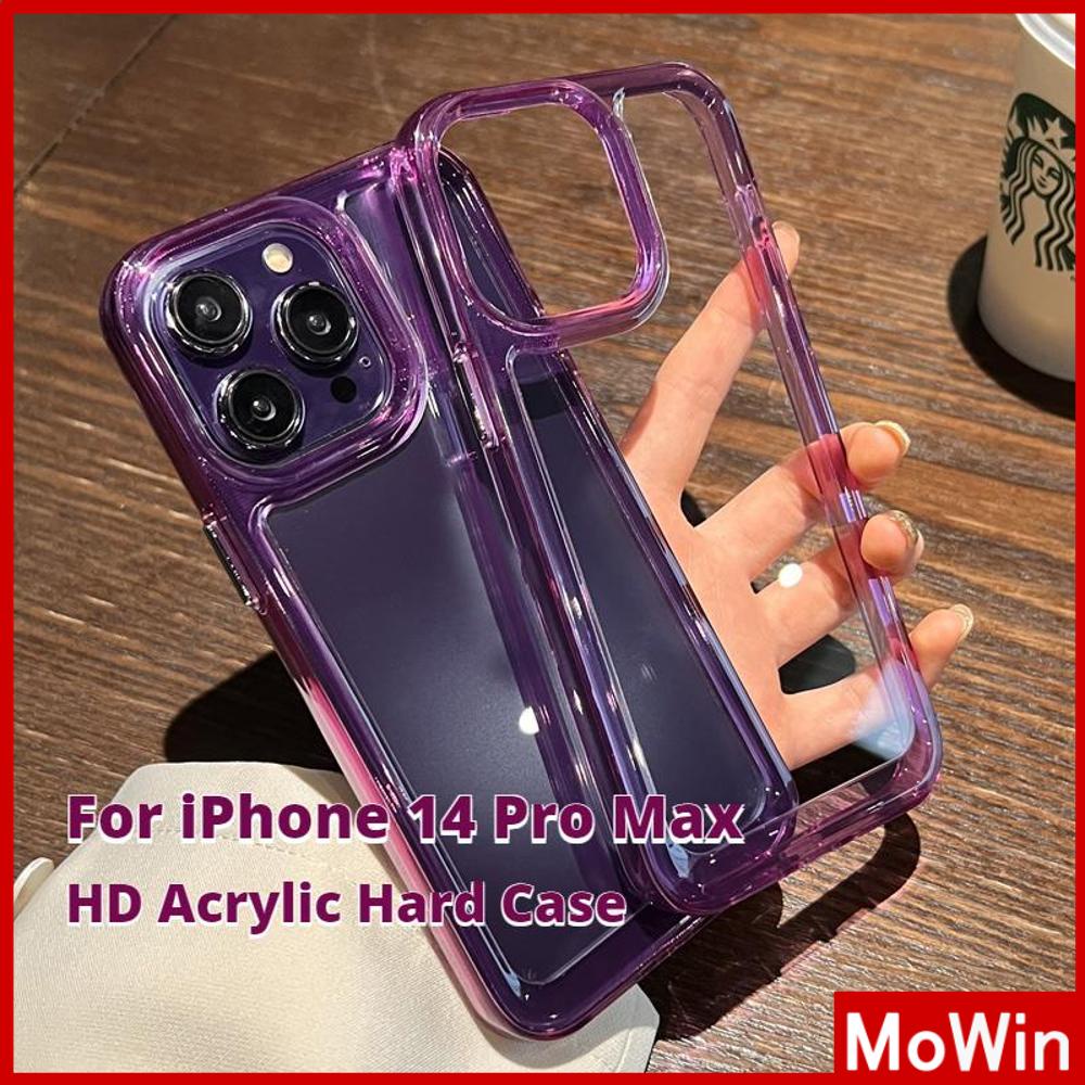 For iPhone 14 Pro Max iPhone Case HD Acrylic Hard Case TPU Frame Clear Case Plating Buttons Protection Camera Purple Black Compatible For iPhone 13 Pro max 12 Pro Max 11 xr 7Plus