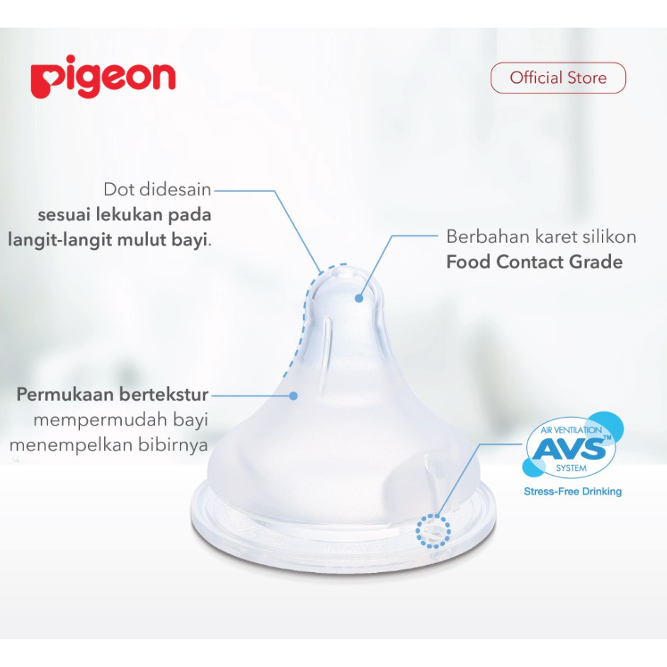 DOT PIGEON PERISTALTIC PLUS WIDE NECK NIPPLE PUTTING Silicone Empeng Bayi Silikon BPA free