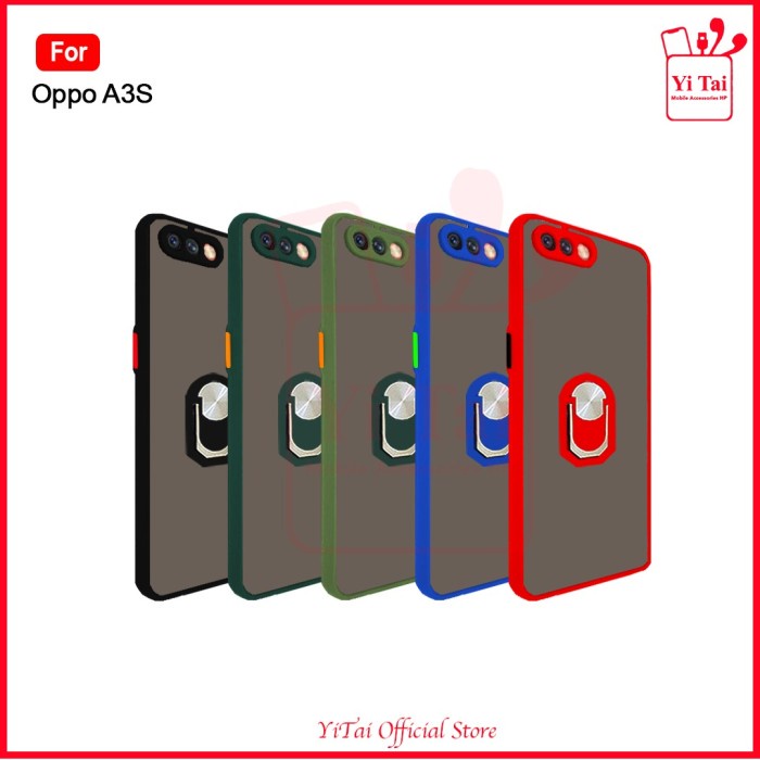 Case Matte + Ring Oppo A1k A3s A5 2020 A9 2020 A52 A92 - BENUACAHAYA