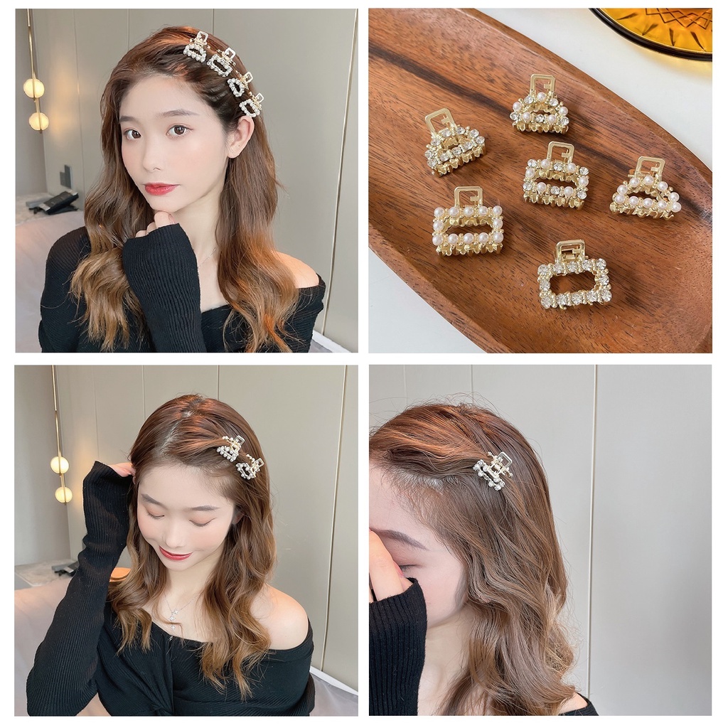 Jedai 2.5cm Mutiara Elegan Jepit Rambut wanita dewasa remaja Alloy Korea Mutiara Permata Jepit Salon Logam Warna Emas